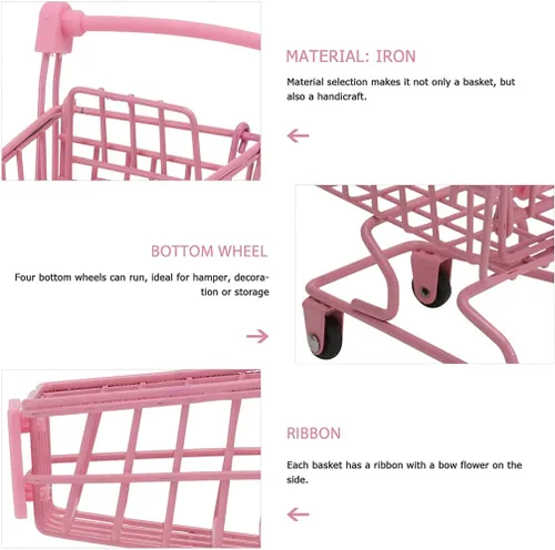 Vista 9 de Happyyami 2pcs Mini Carrito de compras de Metal Carrito de Supermercado Mini Carrito de Compras Carrito de Compras Carrito de Utilidad Carro