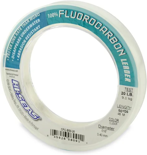 Vista 32 de HI-SEAS Líder de línea de pesca 100% fluorocarbono, líder invisible transparente, indetectable para peces, hundimiento rápido, 6 libras a 400 libras
