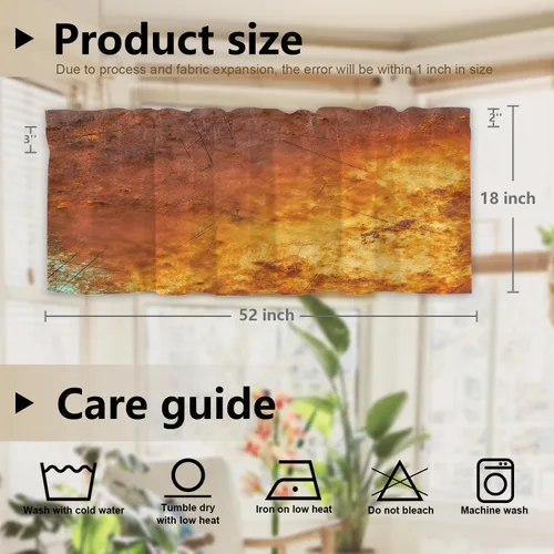 Vista 6 de Cenefas de cocina con textura artística de bronce para ventanas, textura de hoja de cobre, mármol naranja, cenefas cortinas opacas de poliéster