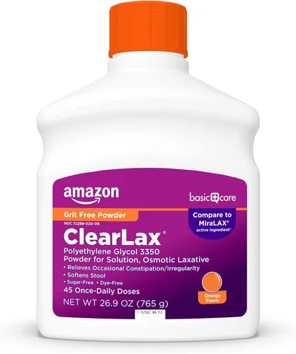 Vista 9 de Amazon Basic Care ClearLax - Polvo de polietilenglicol 3350 para solución, laxante osmótico, alivia el estreñimiento ocasional, sin sabor, 1.68