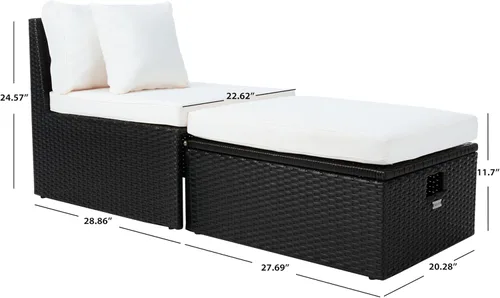 Vista 5 de SAFAVIEH PAT7515A Collection Pramla - Juego otomano de 4 piezas para exteriores negro y beige