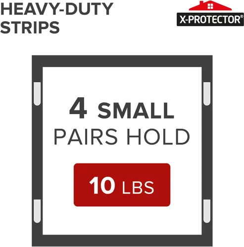 Vista 4 de X-Protector Tiras para colgar cuadros, 20 pares de ganchos de fotos sin daños, ganchos autoadhesivos sin clavos, tiras resistentes para colgar