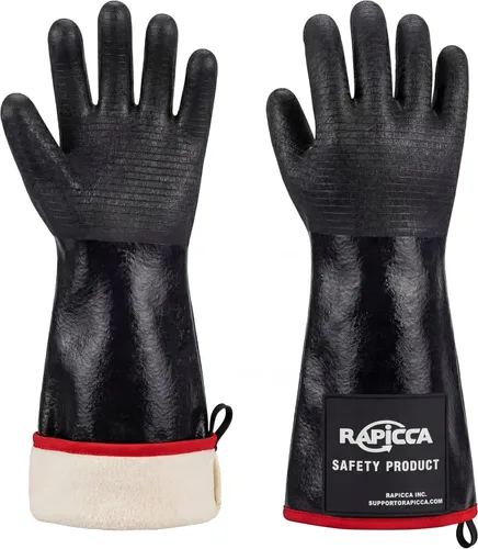 Vista 10 de RAPICCA Guantes para barbacoa de 343°C resistentes al calor: resistentes al aceite, impermeables para ahumado, parrilla, cocina, barbacoa, freír