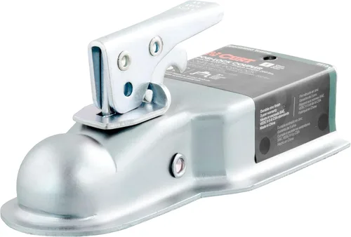 CURT 25131 Acoplador de remolque de lengua recta para canal de 3 pulgadas, bola de enganche de 1-7/8 pulgadas, 2,000 libras, zinc transparente