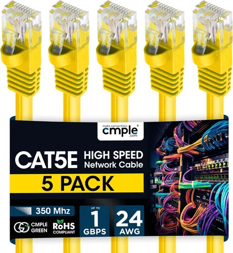 Vista 20 de Cmple - Cable Ethernet Cat5e de 1.5 pies, Cable Patch Ethernet UTP Cat 5e de 350 MHz, Cable LAN de red de 1 Gbps, conectores RJ45, compatible