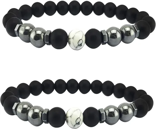 Tobillera de obsidiana negra, 2 unidades, antiansiedad, antihinchazón, magnética, para mujeres y hombres