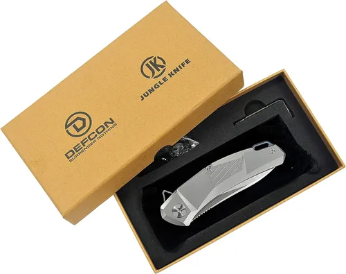 Vista 6 de DEFCON Jungle Knife Series D2 Blade Titanium EDC Cuchillo táctico plegable de bolsillo