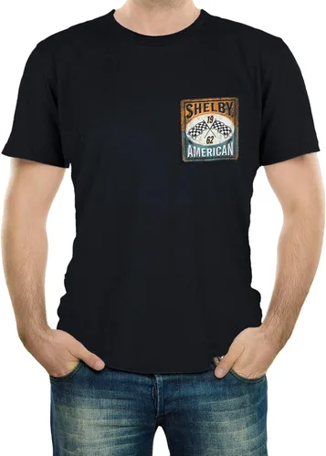 Vista 2 de Shelby American I Love Horesepower Tee T-Shirt 100 Algodón Preencogido Simple limpio y afilado Negro