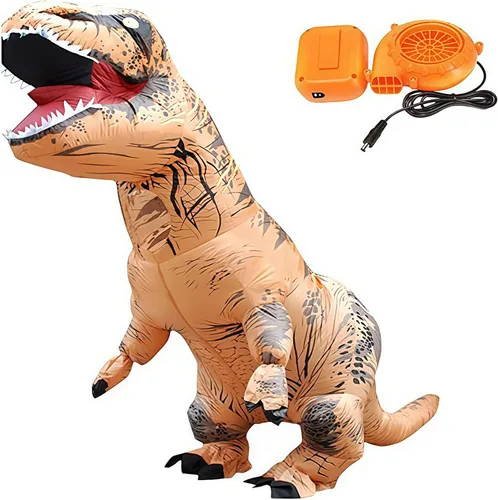 Vista 2 de Mini ventilador para disfraz de dinosaurio o cabeza u otro juego de disfraz inflable, naranja
