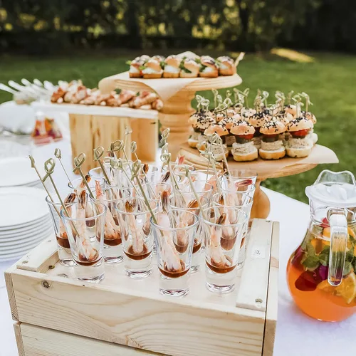 Vista 6 de Minisland 200 palillos de dientes de bambú prémium para cóctel, 4.7 y 6 pulgadas de largo, brochetas anudadas para bocadillos de frutas, aperitivos