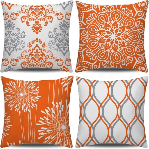 Vista 13 de Coliuso Fundas Decorativas para Almohadas de Tiro 16x16 Juego de 4, Azul Moderno Simple Cuadrado Funda de Almohada Cojín para Sofá Sillón