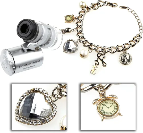 Vista 6 de 60X Mini Illuminated Jeweler - Lupa de lente UV LED con paquete minorista Kare and Kind (60X)