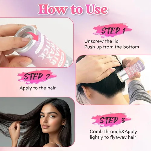 Vista 5 de Barra de cera para el cabello, cepillo liso para cabello, cera en barra para cabello suelto, set de herramientas de peinado con peine de cola