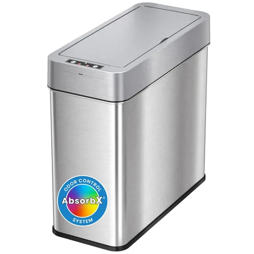 Vista 10 de iTouchless Bote de basura de acero inoxidable de 15 litros/4 galones con sensor de tapa abierta, funcionamiento automático sin contacto, diseño