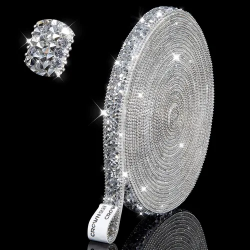 Vista 8 de Calcomanías de diamantes de imitación brillantes de 6 yardas, diamantes de imitación para manualidades, calcomanías autoadhesivas para el automóvil