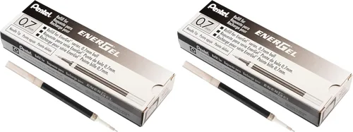 Pentel - Tinta de recarga para pluma de gel líquido EnerGel, (0.7mm), línea media, punta de aguja, tinta negra, caja de 12 (LRN7-A) (Paquete de 2)