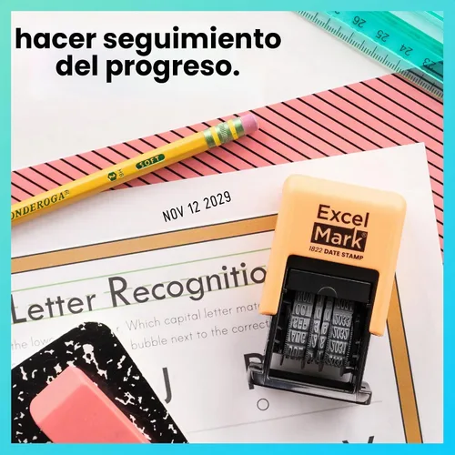 Vista 8 de ExcelMark 1822 Timbre de fecha – Perfecto para envíos, recepciones, fechas de vencimiento y fechas de pago (tinta negra, montura gris)