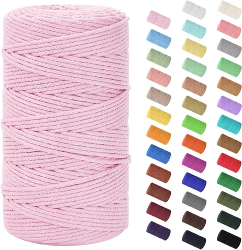 Vista 51 de Cuerda de macramé de 0.079 in x 220 yardas (656 pies), cuerda de algodón natural para colgar en la pared, ganchos de plantas, manualidades, Verde