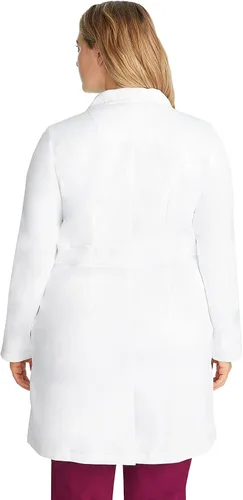 Vista 2 de Healing Hands Abrigo de laboratorio para mujer Faye Coat con 5 bolsillos, absorbe la humedad y elástico bidireccional 5161 Blanco