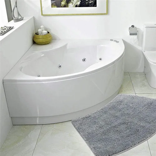 Vista 5 de Seavish Tapete de baño de lujo gris, peludo y curvo, de 18 x 30 pulgadas, antideslizante, de microfibra, suave, absorbente, para ducha