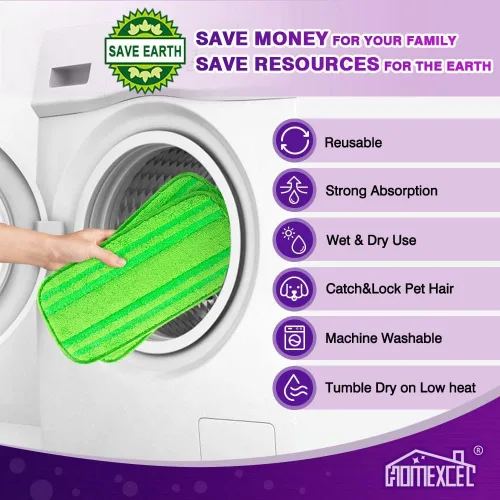 Vista 6 de HOMEXCEL Almohadillas de Microfibra para Trapeador Compatibles con Swiffer Wet Jet, Reutilizables, Lavables a Máquina, Repuestos de Almohadillas