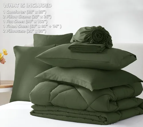 Vista 258 de CozyLux Juego de edredón de tamaño Queen, rojo burdeos, toda la ropa de cama en una sola bolsa, 7 piezas: edredón, fundas de almohada y de almohada