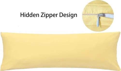 Vista 4 de iMaylex Funda de almohada suave 100% algodón egipcio con cremallera, acogedora y ligera, fácil cuidado, albaricoque, cuerpo, 20 x 48 pulgadas