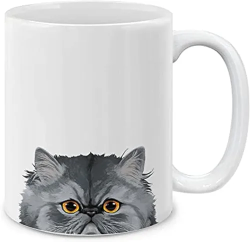 Vista 11 de MUGBREW Taza de café de cerámica con diseño de gato de carey, color negro, naranja, 11 onzas