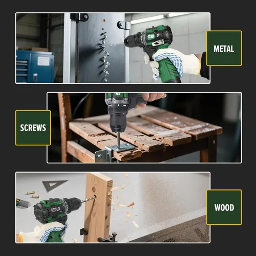 Vista 7 de Prostormer Juego de taladro eléctrico sin escobillas de 17 V, taladro inalámbrico de 60 N.m con 2 velocidades variables, portabrocas sin llave