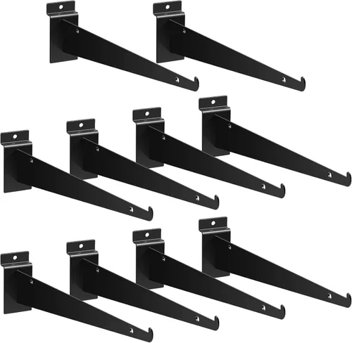 Oudain 12" Soporte de Estante para Pared de Listones con Ranura, Soportes de Pared de Listones Resistente, Accesorios de Pared de Listones Flotantes