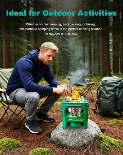 Vista 4 de Horno de quemador de picnic para camping, estufa de camping portátil eficiente, estufas de aceite para mochileros, utensilios de cocina, práctica