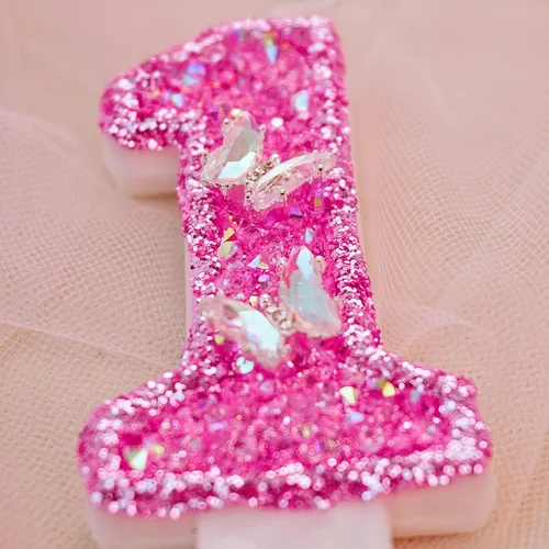 Vista 7 de Velas de cumpleaños, velas de números para pasteles de cumpleaños con mariposa, velas de cumpleaños rosas, velas de pastel de 3.2 pulgadas