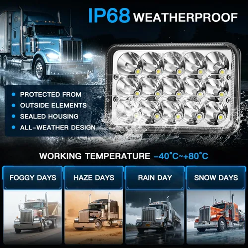 Vista 9 de LEDUR Faros LED 4x6 aprobados por DOT 4pcs con señal de giro ámbar blanco