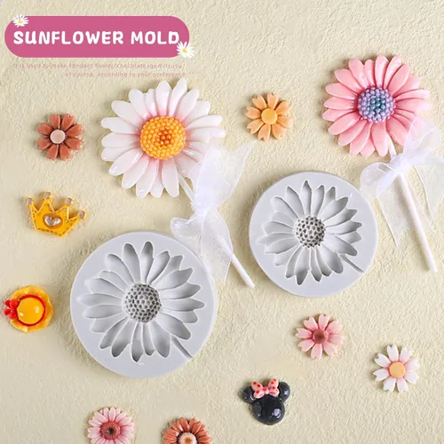 Vista 4 de KALAIEN Molde de silicona de flores de crisantemo para decoración de pasteles de fondant, chocolate, azúcar, decoración de pasteles de caramelo