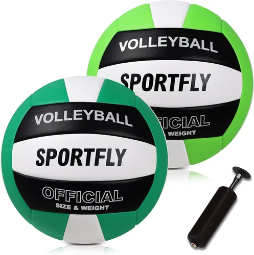Official Size 5 Volleyball, Soft Indoor Outdoor Volleyball for Game Gym Training Beach Play, 2 Pcs Per Pack with Pump Kit