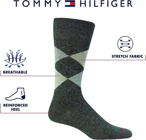 Vista 3 de Tommy Hilfiger Calcetines de vestir para hombre, calcetines ligeros y cómodos (paquete de 8)