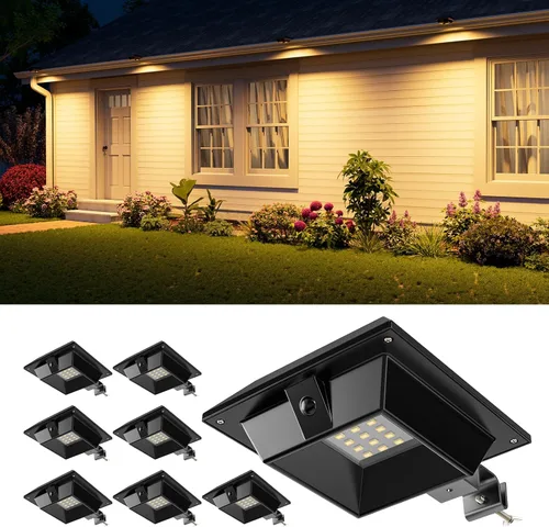 Vista 15 de Paquete de 4 luces solares blancas para canalones, decorativas para exteriores, impermeables, 12 LEDs, lámpara de jardín para iluminación de cerca