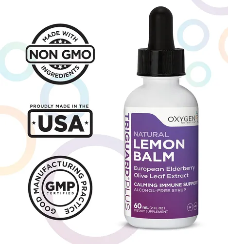 Vista 6 de TriGuard Lemon Balm Plus - Extracto de bálsamo de limón, saúco, extracto de hoja de olivo, tintura de 2 onzas líquidas Para calmar, aliviar