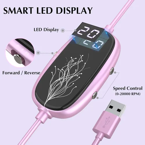 Vista 2 de Feebeezod Electric Nail File, Nail Drills for Acrylic Nails Professional Gel Nail Kit Portable Efile Nail Drill with LED Display, Nail Drill Machine