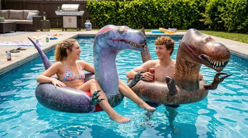 Vista 9 de PoolCandy Inflatable 42" inch Animal Pool Tubes and Swim Rings Tubo inflable para piscina de animales de 42 pulgadas con purpurina de dragón negro