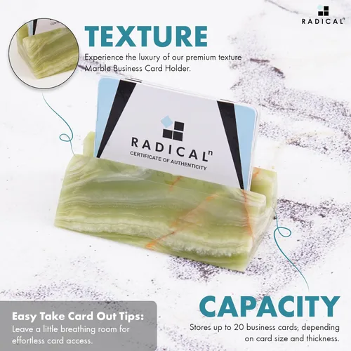 Vista 4 de Radicaln Tarjetero de mármol de ónix verde de 4 pulgadas, hecho a mano, para escritorio de oficina, perfecto para tarjetas de identificación