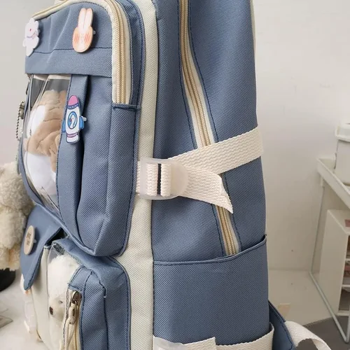 Vista 6 de Linda mochila con accesorios kawaii Juego de 5 bolsas estéticas, Negro