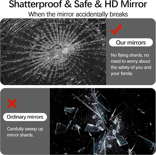 Vista 6 de Niccy Espejo LED de baño, 32"x20" pulgadas, rectangular, espejos de tocador para montar en la pared, con marco de metal, espejo inteligente