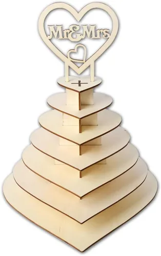 Vista 3 de Amosfun Soporte de exhibición de chocolate de madera de 7 capas en forma de corazón románticos delicados caramelos decoración de exhibición