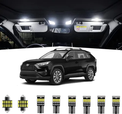 10 piezas de kit de luces LED para interior de RAV4, superbrillantes, bombillas LED para mapa y techo para Toyota RAV4 2016 2017 2018 2019 2020
