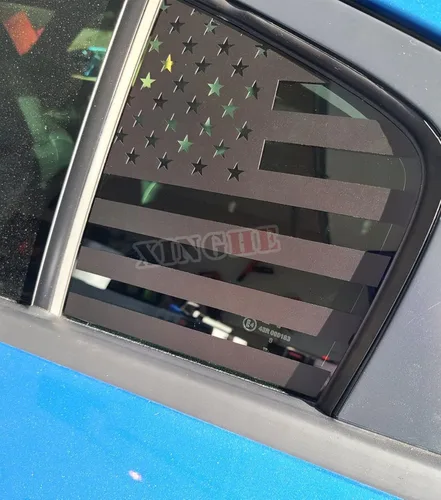 Vista 5 de Xinghe Calcomanías para Dodge Charger 2011-2023 con la bandera estadounidense para ventana lateral, color negro mate, calcomanías de bandera