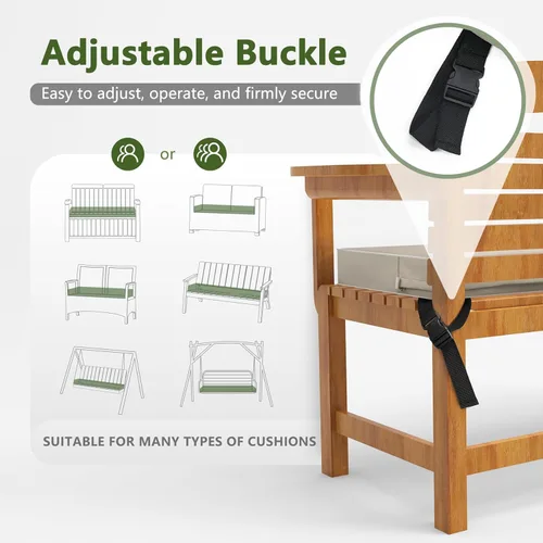 Vista 4 de Porch Shield Funda de Cojín para Banco de Exterior – Funda de Cojín de Columpio Impermeable para Muebles de Patio Loveseat (Sin Relleno) Beige 42" W