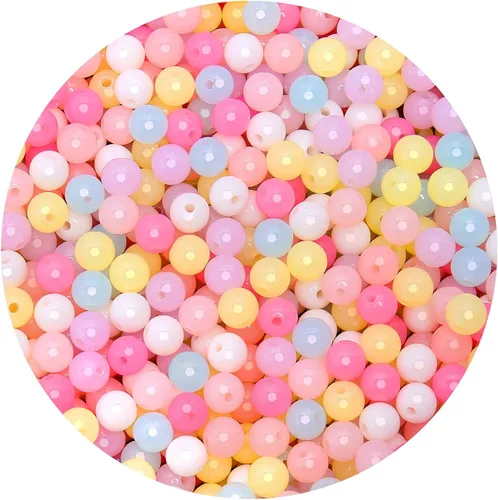 Vista 44 de 1000 cuentas redondas acrílicas lisas de 0.236 pulgadas, bolas acrílicas redondas, cuentas de chicle, cuentas gruesas, cuentas de resina de plástico