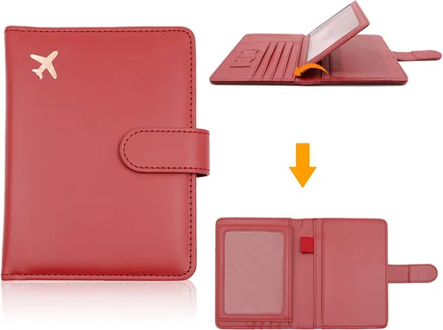 Vista 7 de Deziliao Combo de tarjetero para pasaporte y vacuna, soporte para pasaporte de piel sintética con ranura para tarjeta de vacuna, cartera