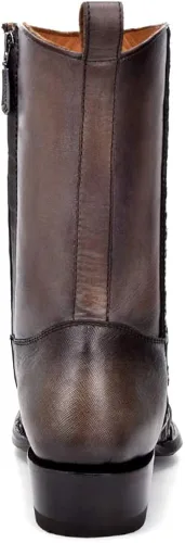 Vista 5 de Bota Hombre Cuadra en Piel Genuina con Cremallera Negro